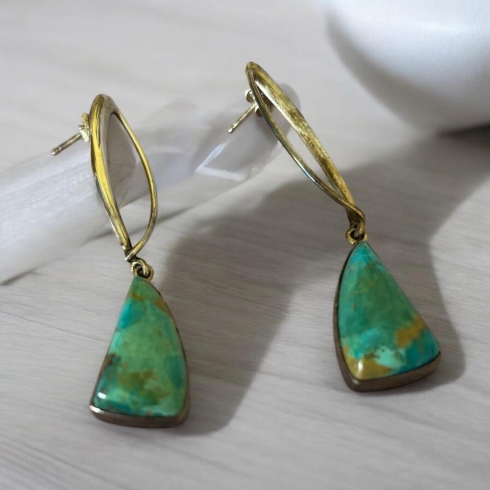 Vintage Turquoise Post Back Earrings with a 2 in Drop